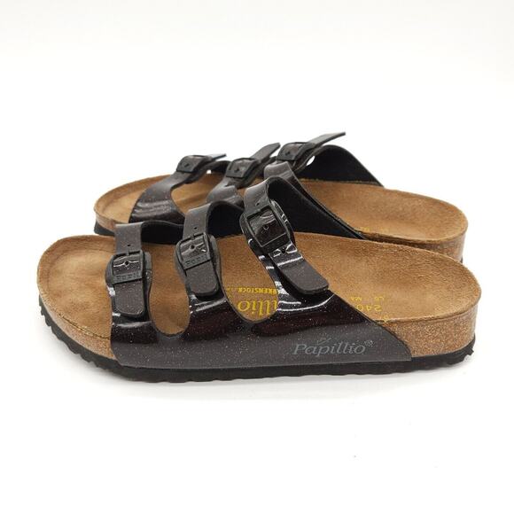 Birkenstock Papillio (Womens US 6) Florida Slide Sandals Metallic Purple 3 Strap - Picture 2 of 9